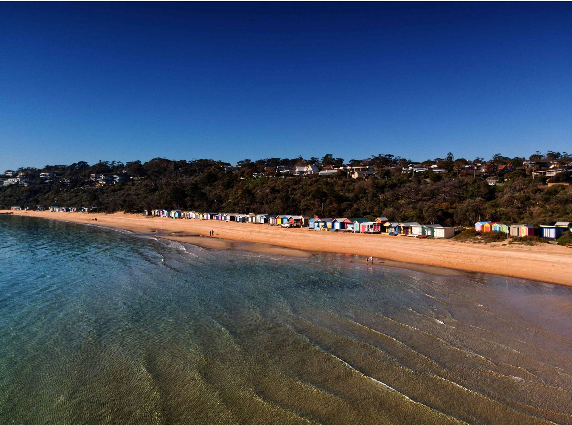 A wide shot of a beach at Mornington.