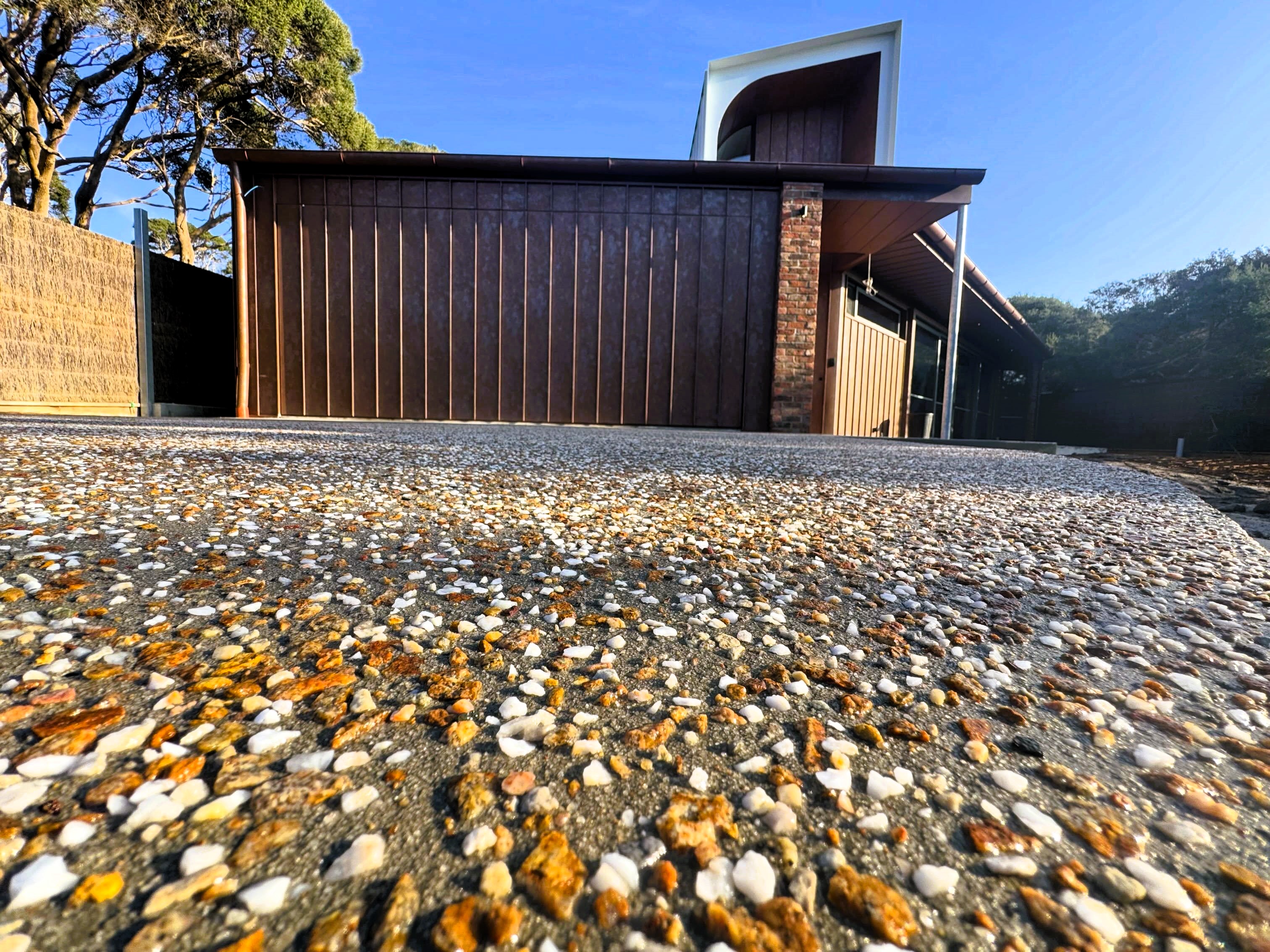 aggregate concrete finish on a driveway